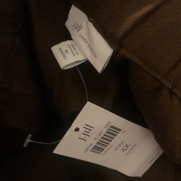NWT J. Jill Linen Kona‎ Stretch Brown Straight Leg Trousers summer career 4X - Picture 7 of 13